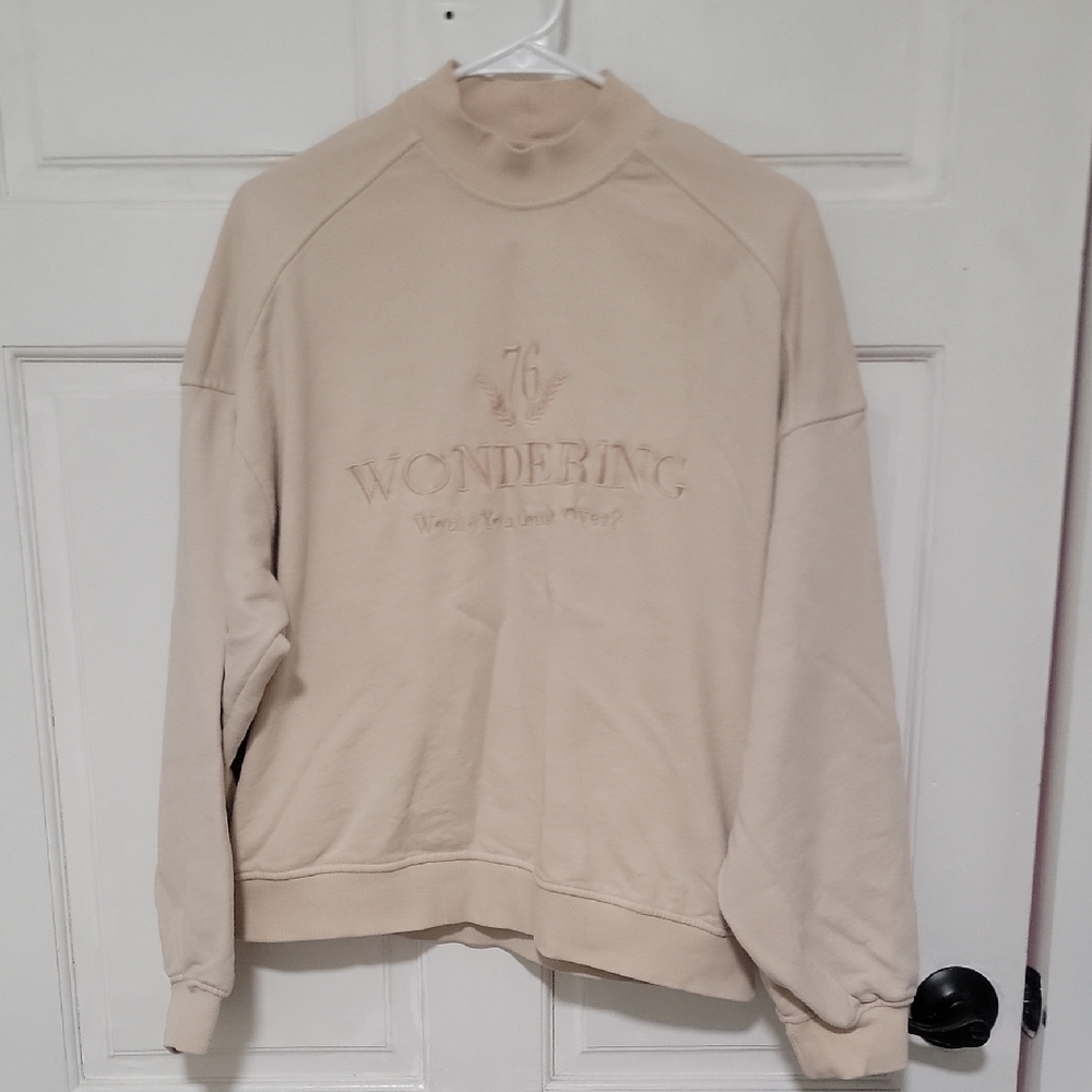 Bershka Designed 76 Wondering Will You Come Over? Cream Sweater Limited Edition